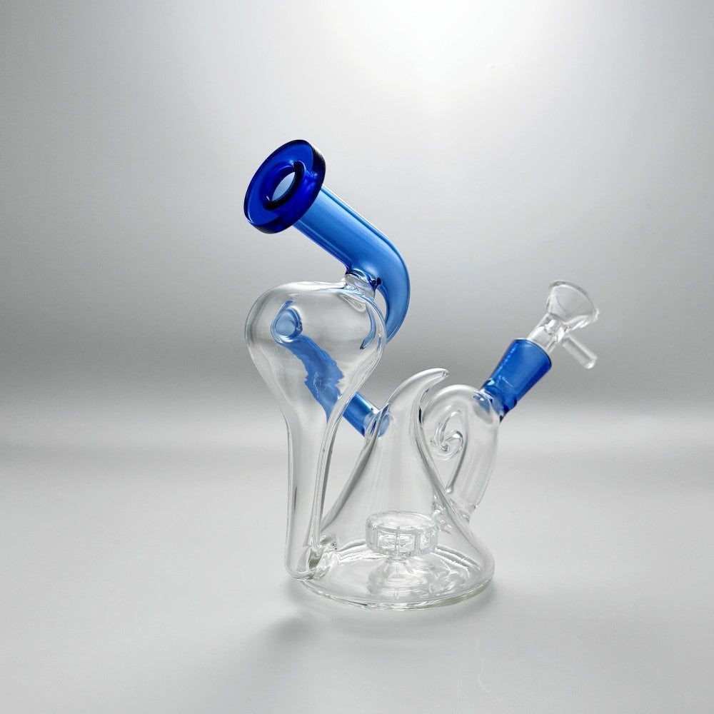 7'' Glass Bong Recycler Tornado Perc Smoking Water Pipe Hookah Bubbler W/Bowl