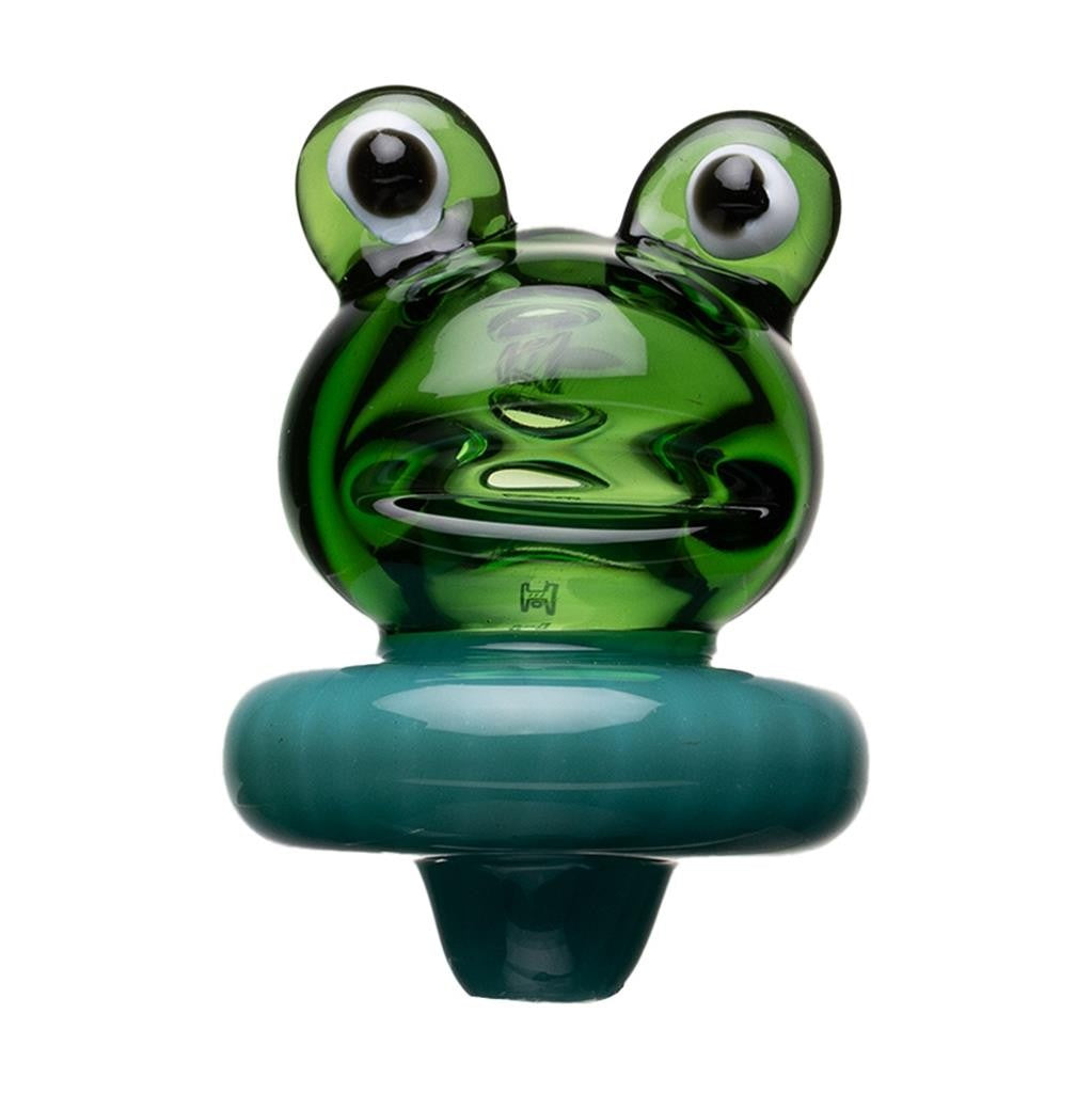 Human Grade Carb Cap Frog GREEN W BLUE BASE Thick Borosilicate Glass Handmade