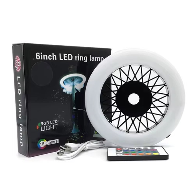 HOOKAH LED RING LIGHT RECHARGEABLE RGB COLORFUL SHISHA LAMP WITH GRID BUCKLE