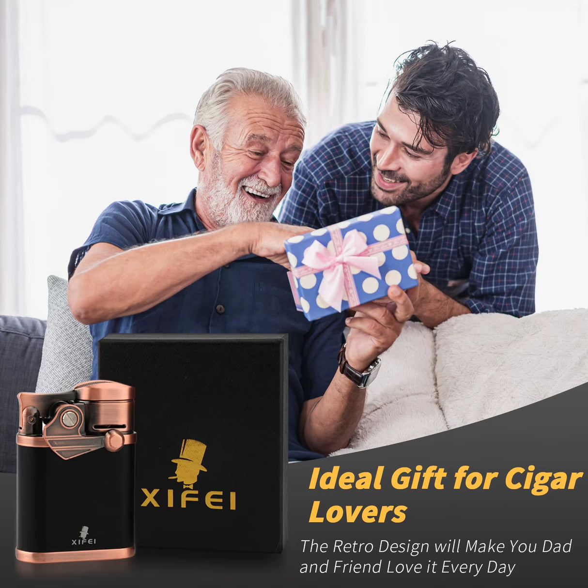 XIFEI 4-JET TORCH LIGHTER – CIGAR HOLDER, ADJUSTABLE FLAME