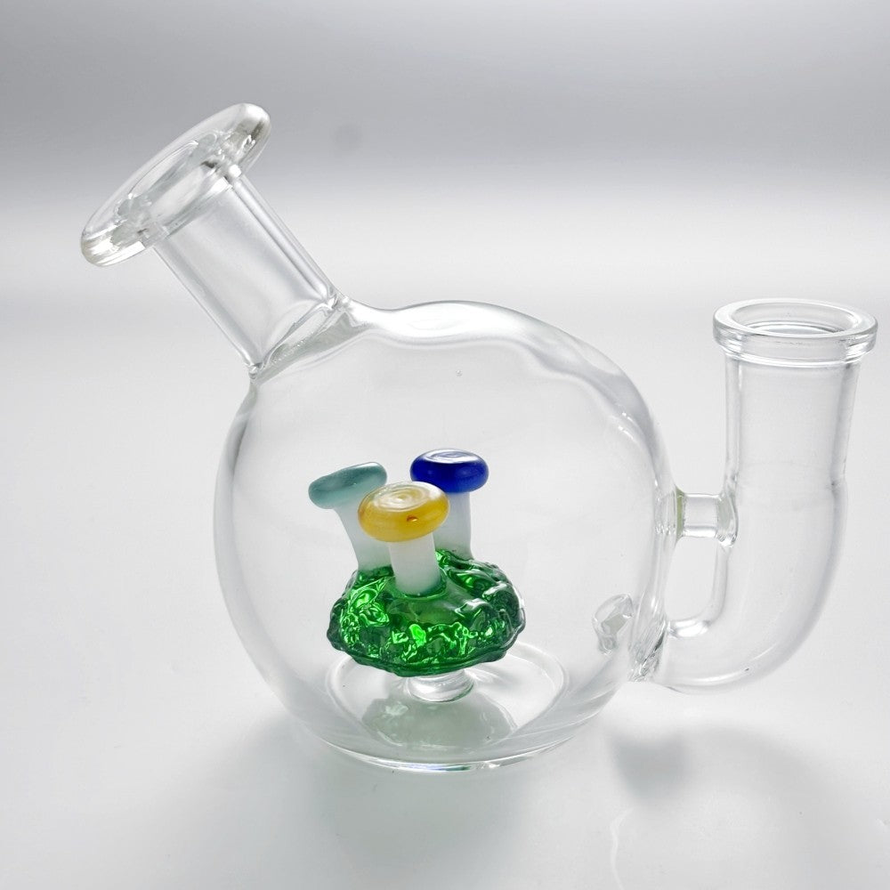 Samll Glass Bong Bubbler Mushroom Perc round Ball Water Pipe W/14Mm Tobacco Bowl