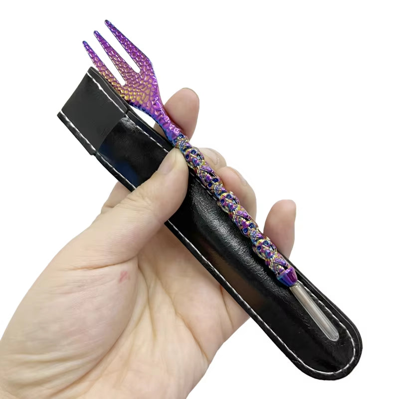ALUMINUM HOOKAH FORK WITH FOIL PUNCHER AND PU BAG SHISHA ACCESSORY