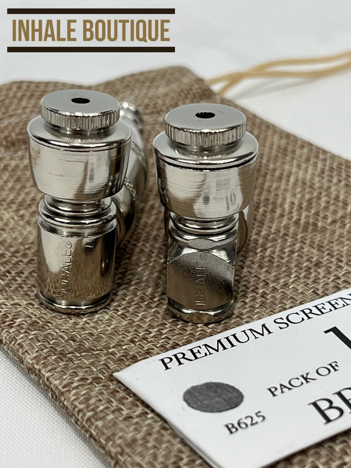 Collectible Metal Smoking Pipes 3” / Set of 2/ Nickel-Plated / in Burlap Pouch