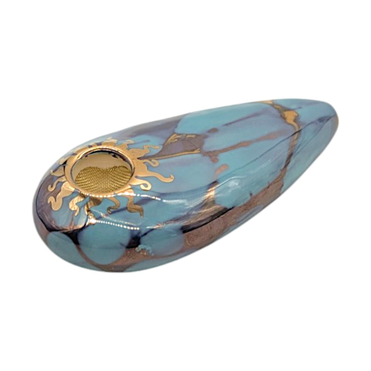 4" Ceramic Smoking Tobacco Pipe Oval Iced Mint Made in USA