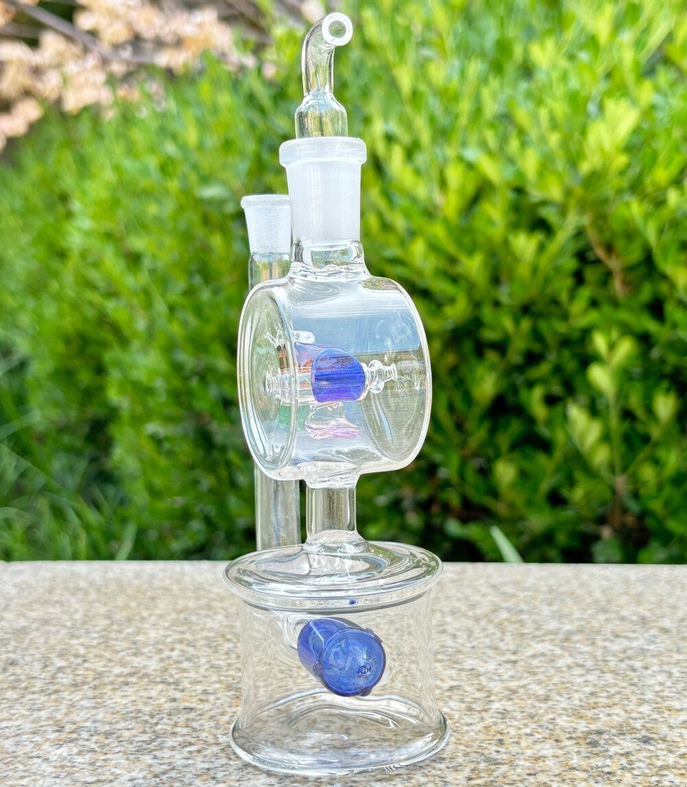 5.9'' Glass Bong Mini Windmill Spin Recycler Hookah Tornado Water Pipe Bubbler