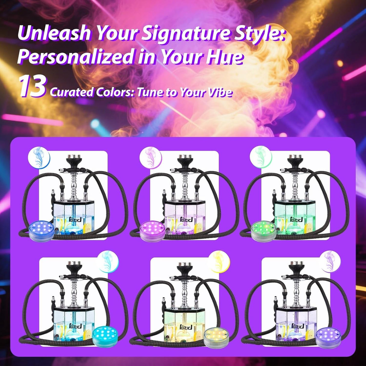 Hookah Set 2 Hose Hookahs Shisha with Everything Modern Cube Hookahs Acrylic Hoo