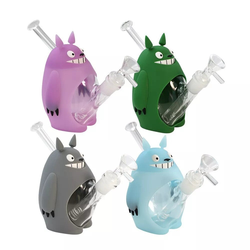 6" Silicone & Glass Bong Water Pipe Hookah Bubbler W/ Bowl Random Color