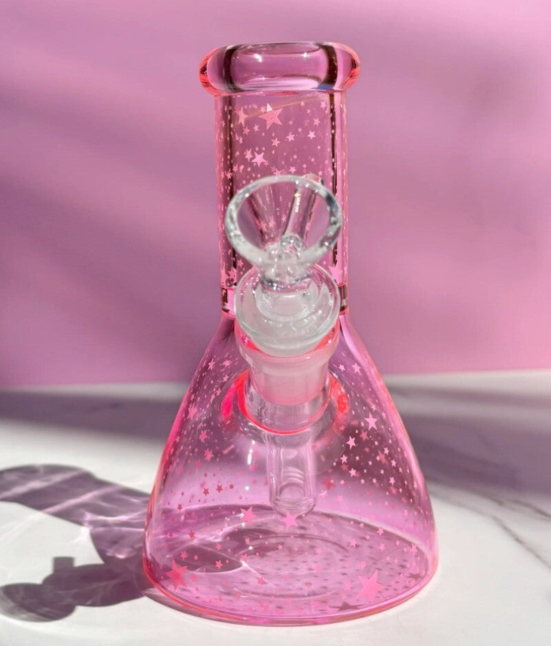 MINI Pink 6Inch Glass Hookah Bong Bubbler Smoking Water Pipe Portable Glass Bowl