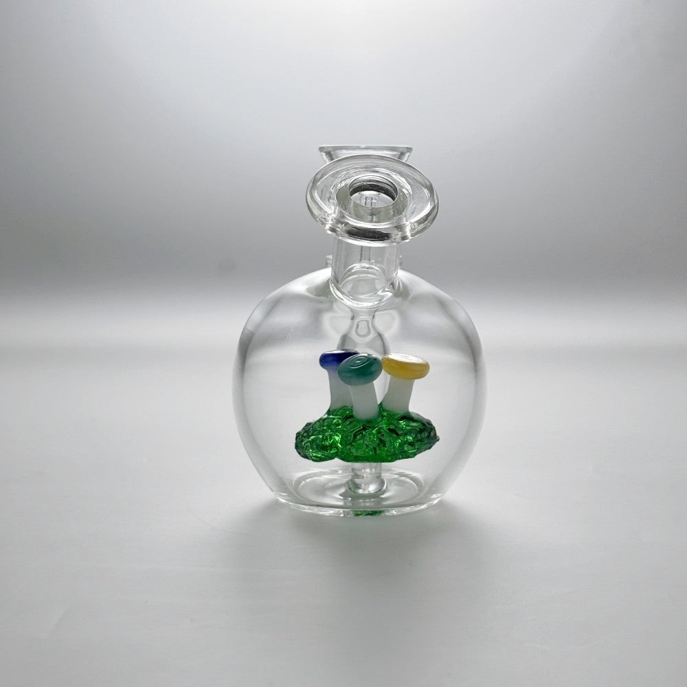 Samll Glass Bong Bubbler Mushroom Perc round Ball Water Pipe W/14Mm Tobacco Bowl