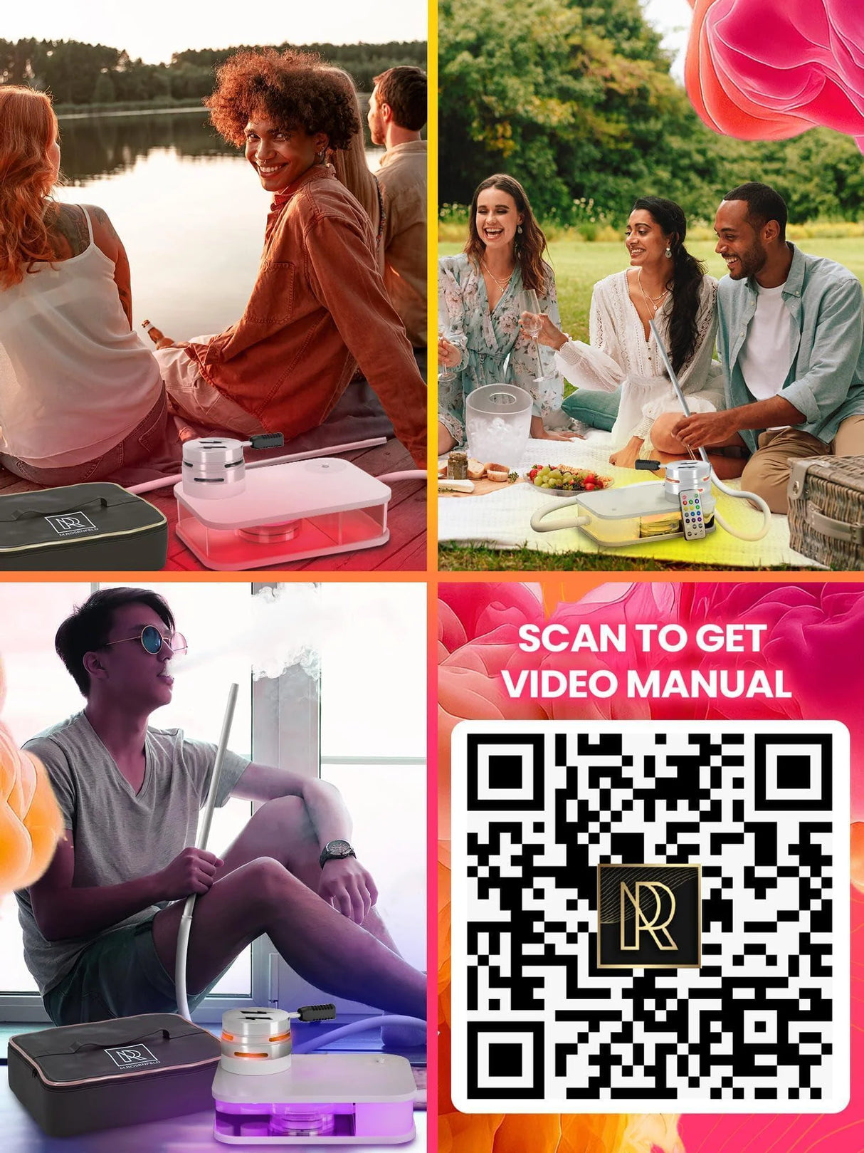 PORTABLE WHITE HOOKAH SET WITH EVERYTHING AND TRAVEL BAG SMALL HOOKAH SET