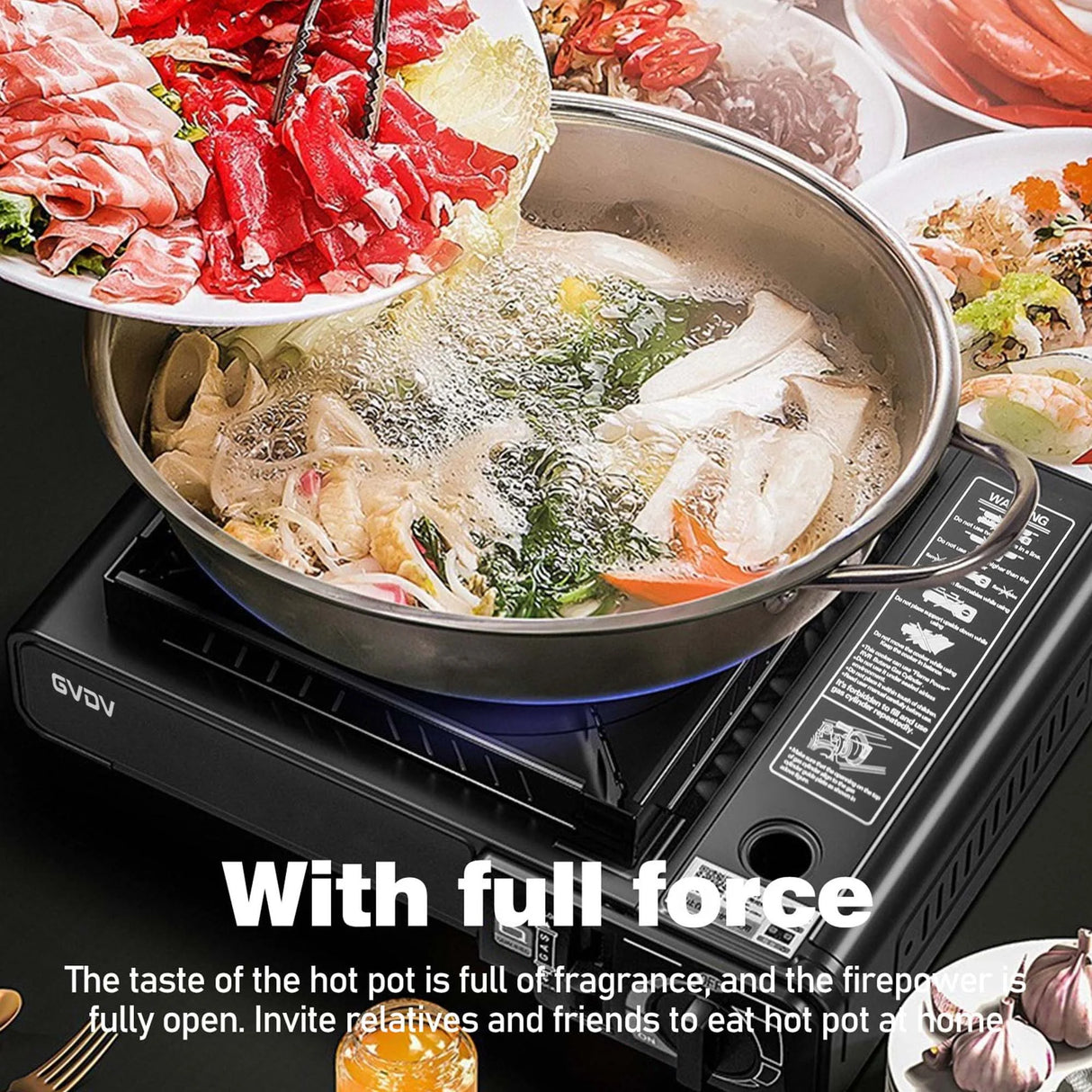 GVDV PORTABLE 1-BURNER BUTANE CAMPING BLACK STOVE WITH UPDATED CARRYING CASE