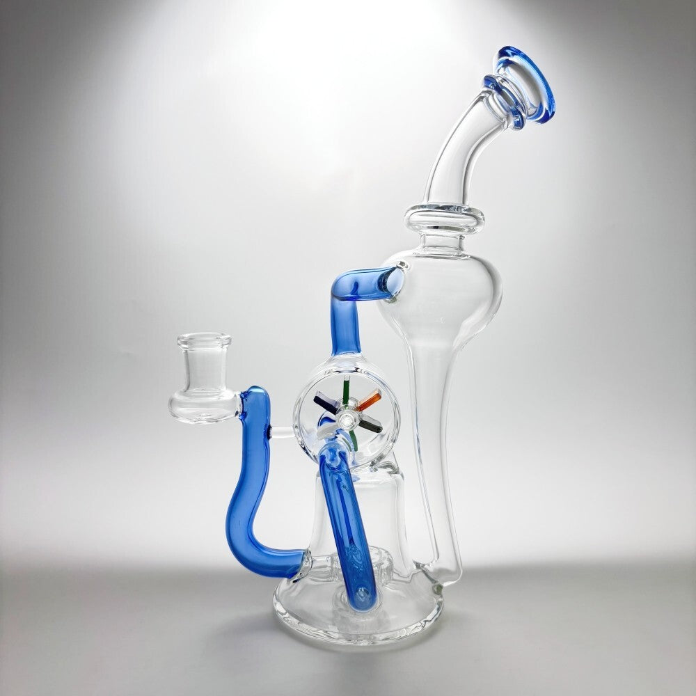 9Inch Glass Recycler Bong Windmill Spin Water Pipe Tornado Percolator Bubbler