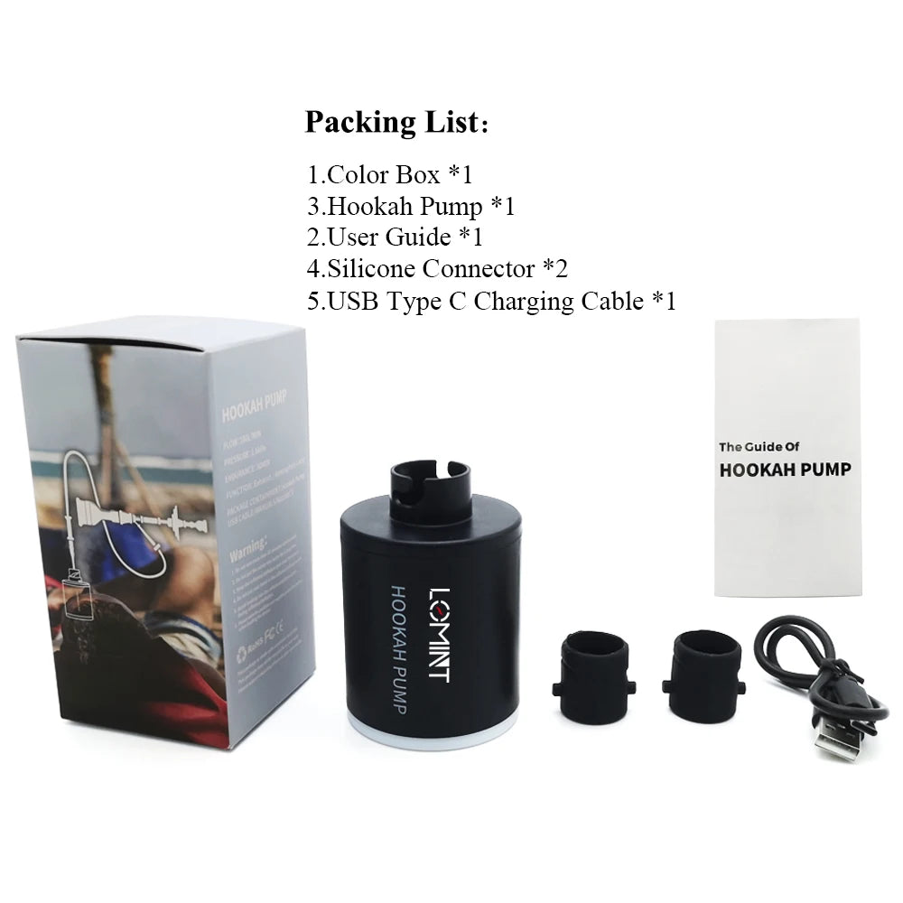 MINI PORTABLE ELECTRONIC HOOKAH AIR PUMP WITH RECHARGEABLE BATTERY
