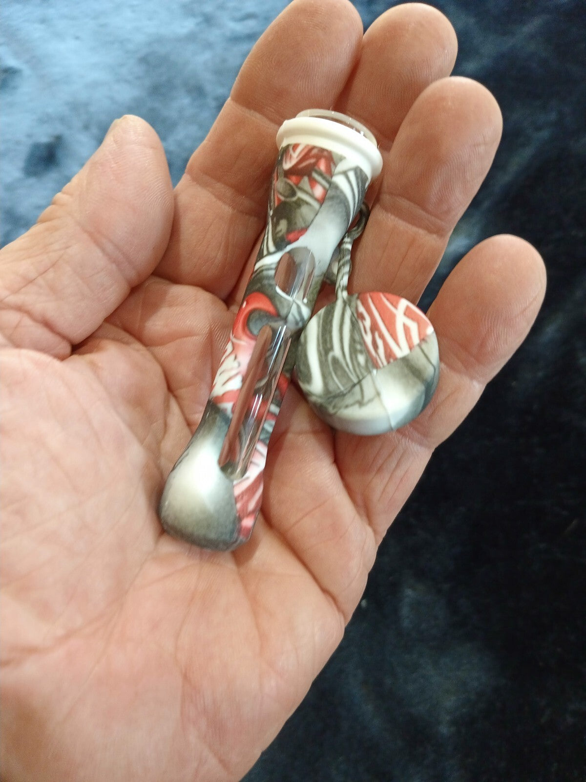 2 PACK Silicone Pyrex Glass Cigarette Smoking Hand Pipe Chillum with Cap