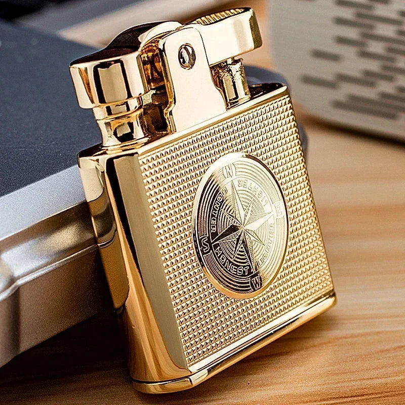 RETRO WINDPROOF BRASS CIGAR LIGHTER – LUXURY METAL SMOKING ACCESSORY