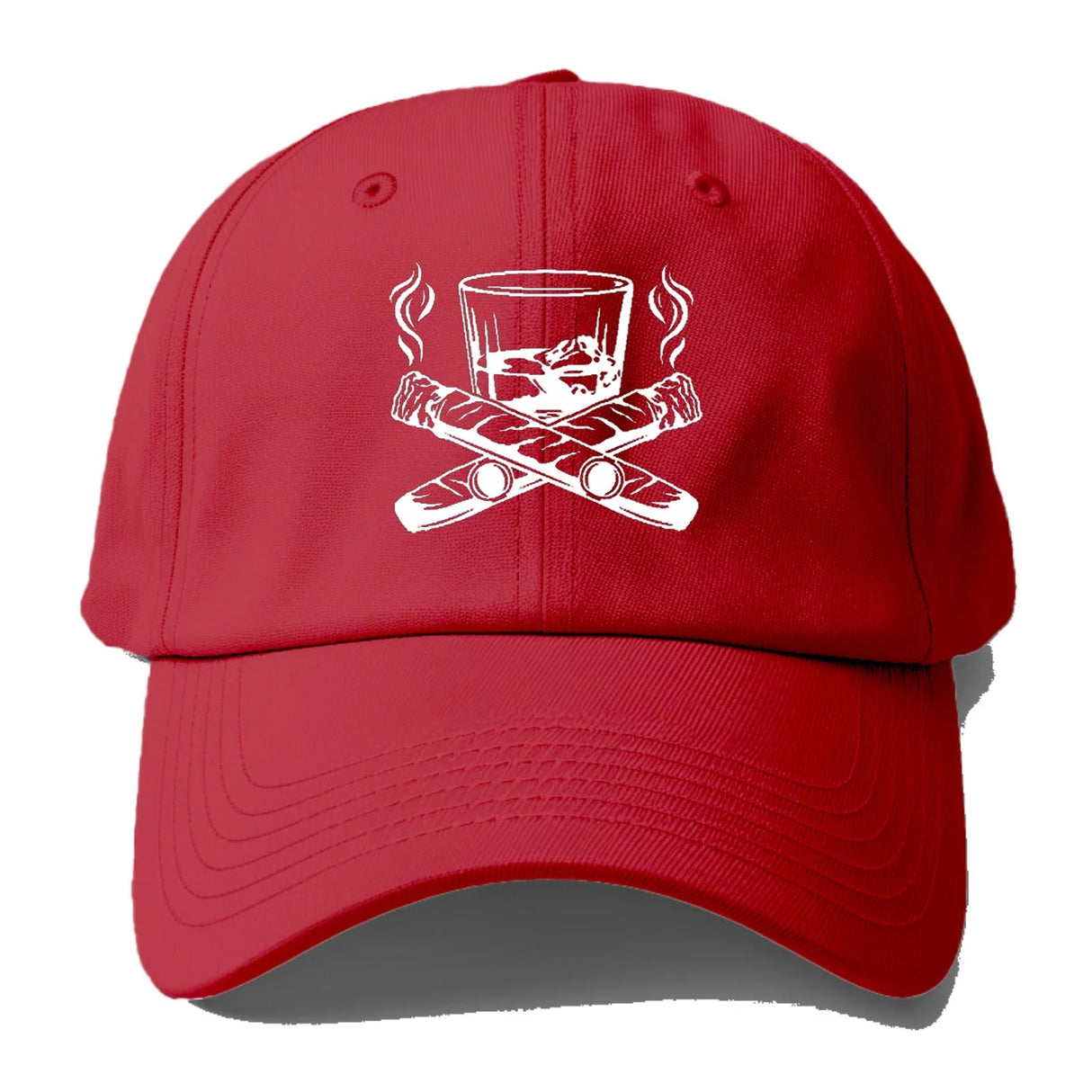 CIGAR COOL CIGARS & WHISKEY EMBLEM BASEBALL CAP