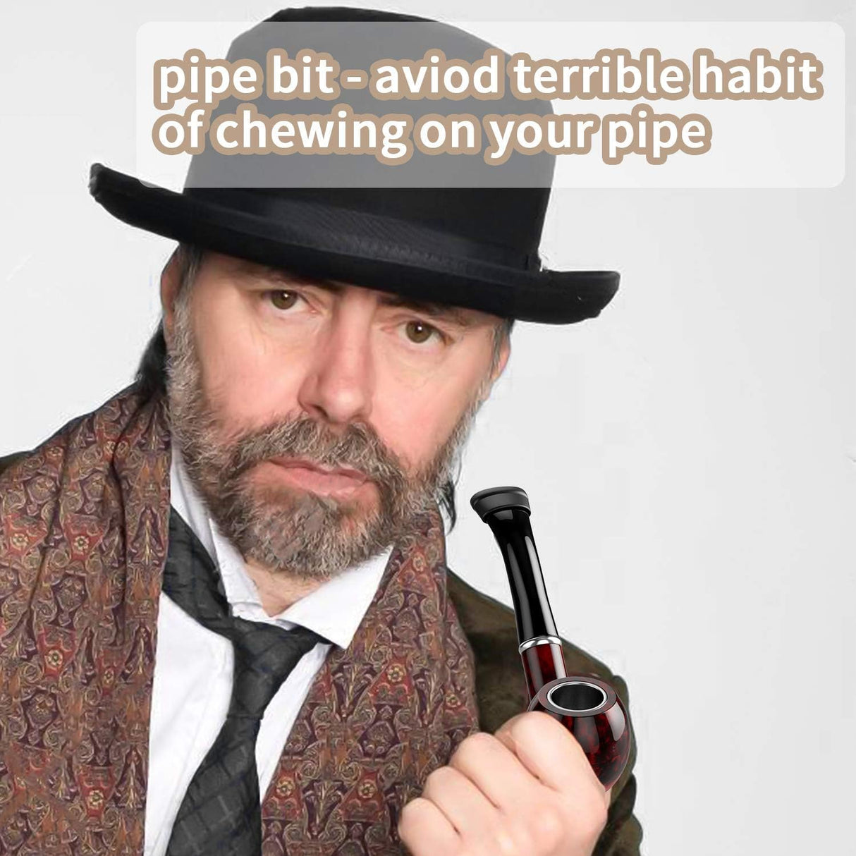 Joyoldelf Tobacco Pipe, Classic Smoking Pipe with Foldable Tobacco Pipe Stand