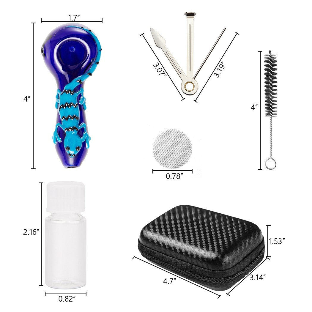 2-PACK 4-INCH HANDMADE GLASS TOBACCO PIPES WITH BOX