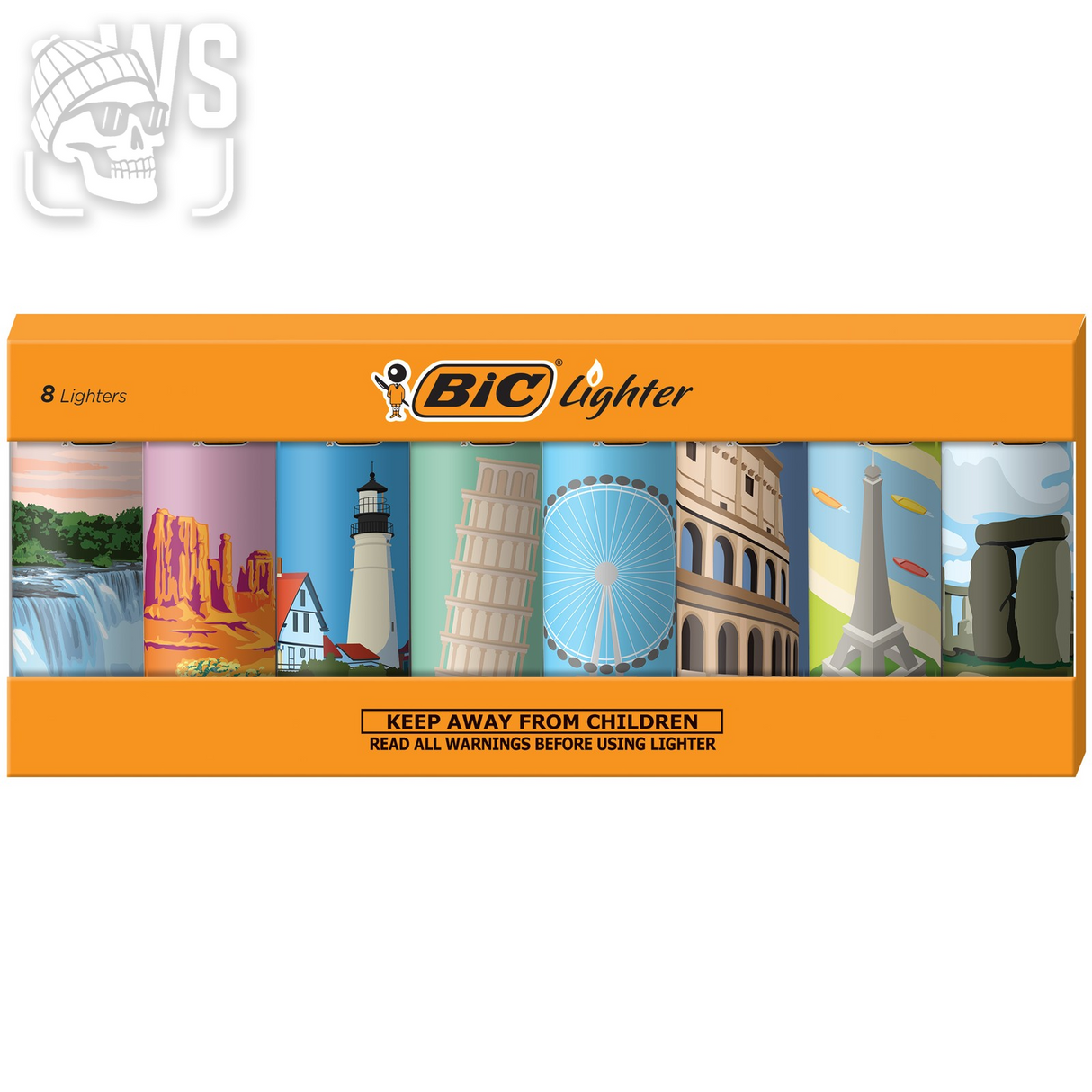 BIC SPECIAL EDITION TRAVEL SERIES LIGHTERS, 8-COUNT