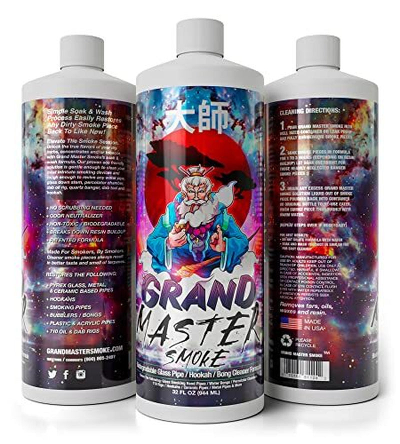 32Oz Soak and Wash Biodegradable Bong Cleaner Glass Pipe & Hookah Cleaner