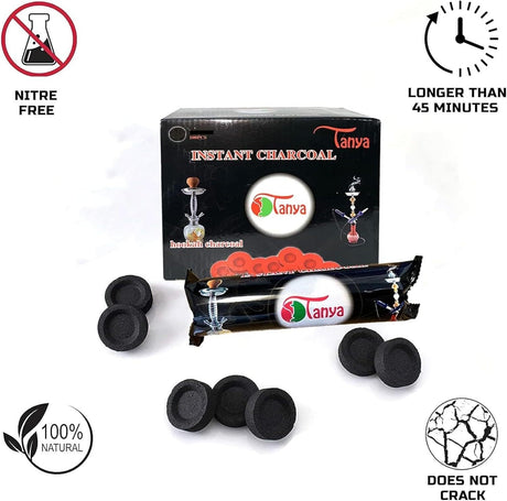 ZEBA SMOKE HOOKAH 40MM INSTANT CHARCOAL – 100 PCS (10 ROLLS)