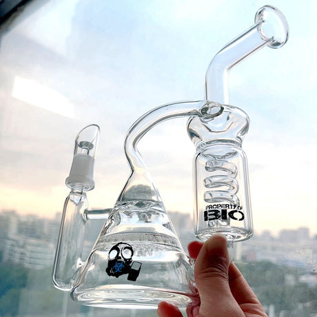 Helix Coil Glass Water Pipe Concentrate Spiral Bong Bubbler Recycler Hookah 14Mm