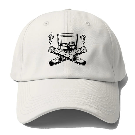 CIGAR COOL CIGARS & WHISKEY EMBLEM BASEBALL CAP