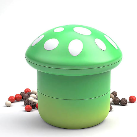 LARGE MUSHROOM-SHAPED METAL HERB & TOBACCO GRINDER – COLORFUL DESIGN