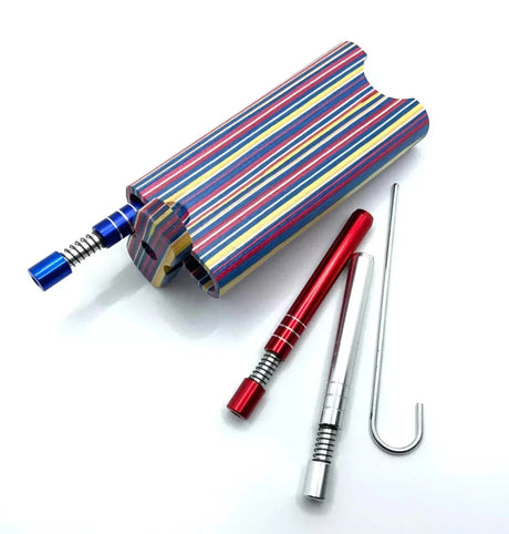 New Wooden Dugout Pipe Self Cleaning Metal Bat Poker Smoking Pipe One Hitter Kit