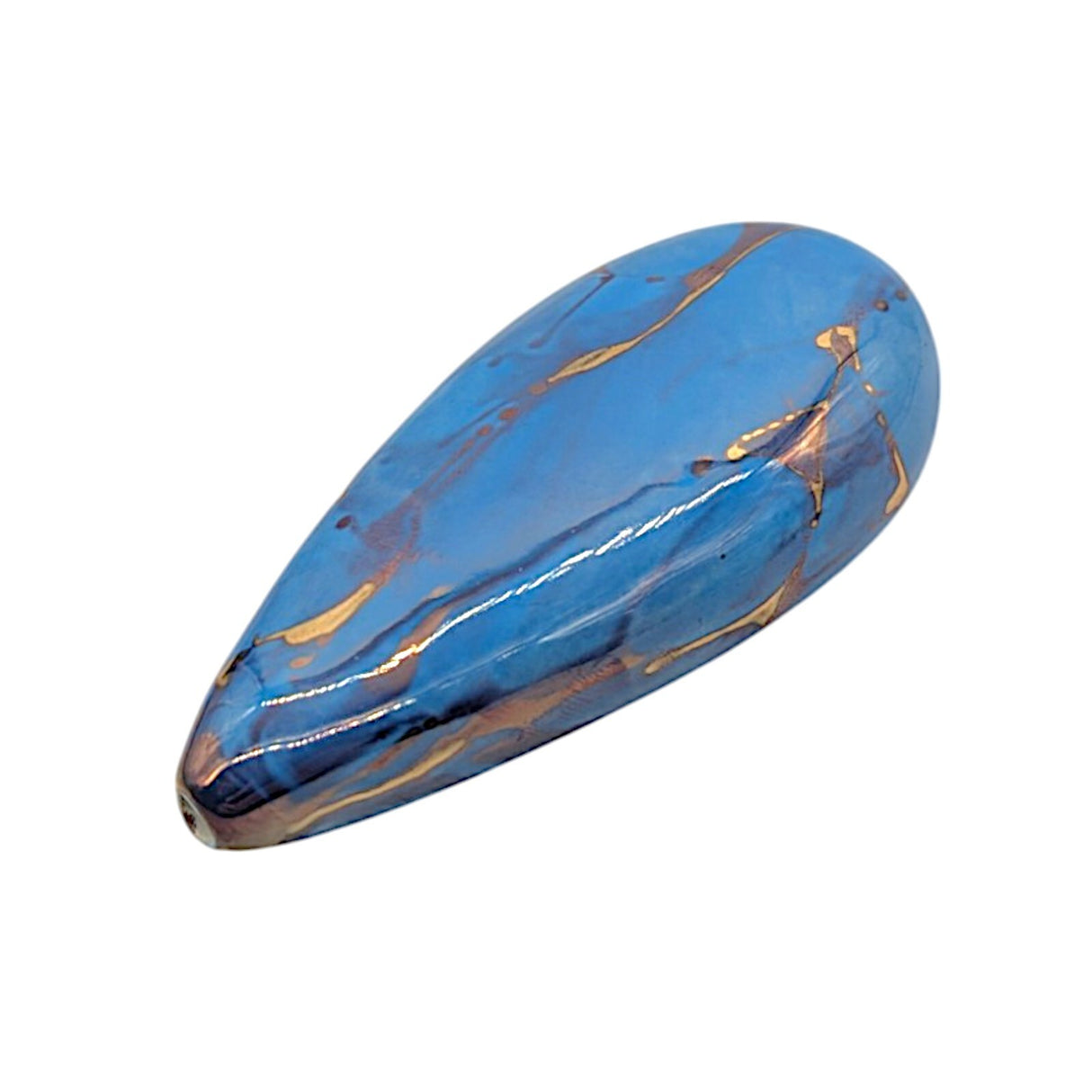 4" Ceramic Smoking Tobacco Pipe Oval Blue Made in USA