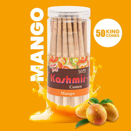 Kashmir Pre Rolled Cones King Size 50 Ct Mango Flavored Rolling Paper Cones