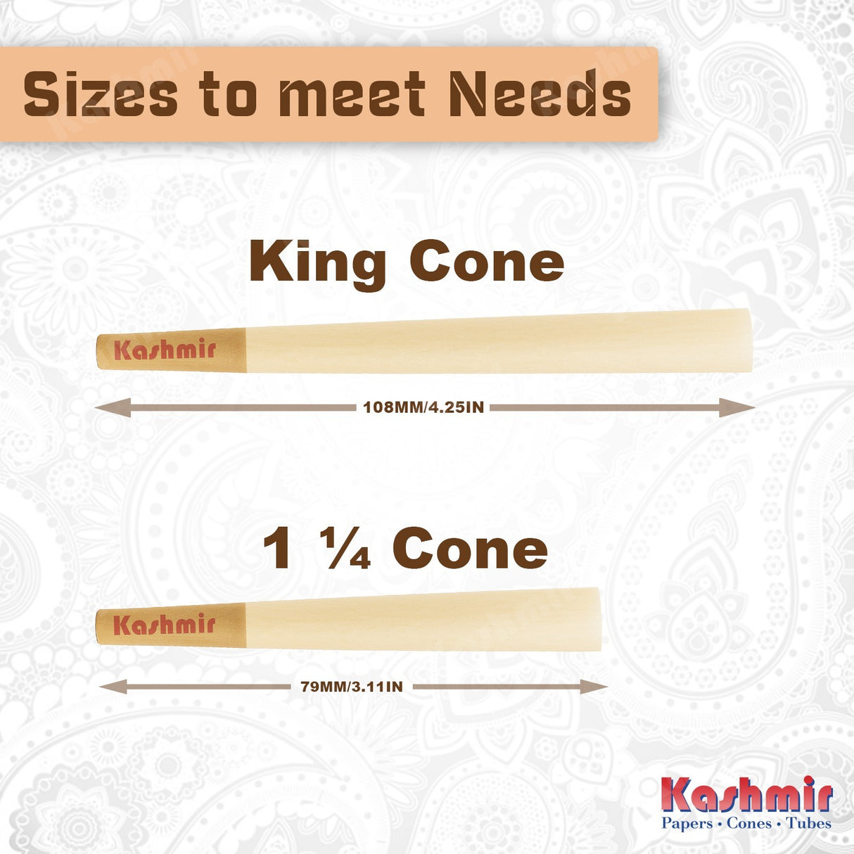 Kashmir Pre Rolled Cones King Size 50 Ct Mango Flavored Rolling Paper Cones
