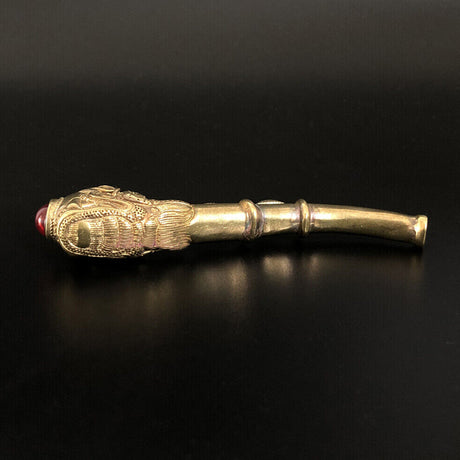 Handmade Carving Dragon Brass Metal Smoking Pipe Chamber Tobacco Herb Hitter