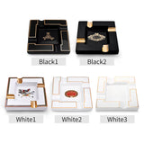 Ceramic Cigar Ashtray Square Cigarette Ashtrays 4 Holder 1 Ash Slot Table Cigar Ash Tray Large Ashtray for Home with Box