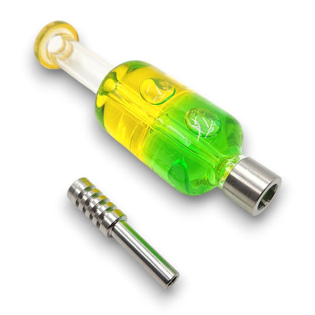 FREEZABLE Glycerin Vapor Straw Wax Tobacco Kit Glass Titanium Tip Tool | GREEN