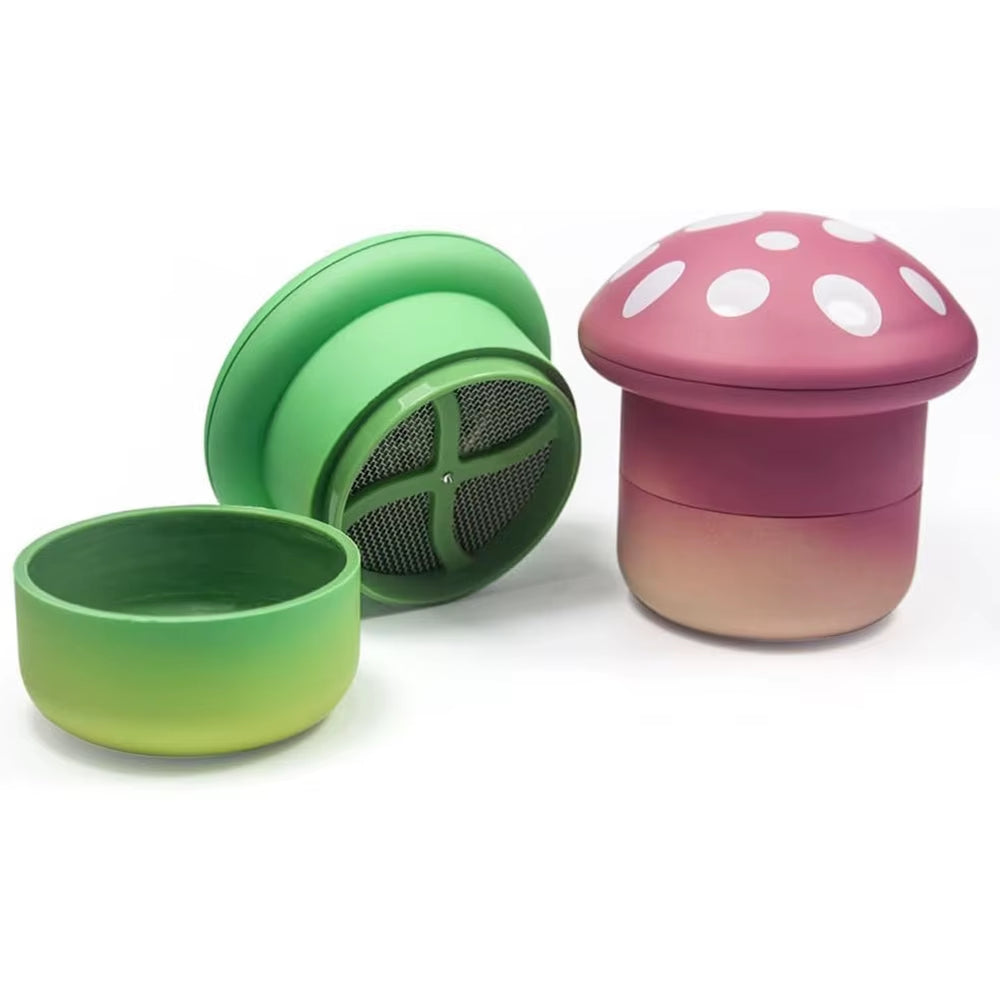 LARGE MUSHROOM-SHAPED METAL HERB & TOBACCO GRINDER – COLORFUL DESIGN