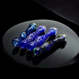 Blue Swirl Hand-Blown Glass Chillum Pipe – 3.5”–3.8” | Made in USA | 1 Piece