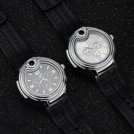 Watch Watch Style Metal Open Flame Lighter Creative Men'S Sports Open Flame Watch Lighter Inflatable Adjustable Fmale Encendedor