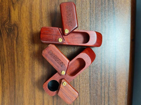 2 Value Set Wooden Pipes 180° Rotating Handmade Wooden Pipe with Storage Chamber