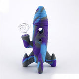 8" Silicone / Glass Space Rocketship UFO Water Pipe Bubbler Bong W/ Glass Bowl