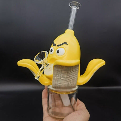 6.7" Angry Banana Hookah Silicone Water Pipe Smoking Hand Pipes Bubbler Yellow
