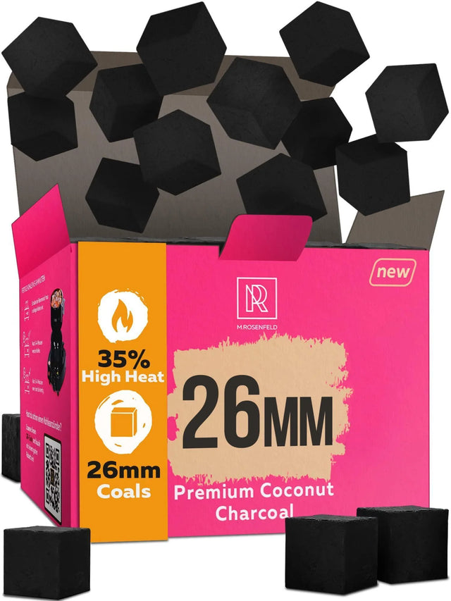26MM COCONUT HOOKAH CHARCOAL XL PACK 80 COUNT 2.6 LBS PREMIUM NATURAL CHARCOAL CUBES – NOT QUICK LIGHT