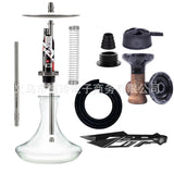 EL BOMBER STAINLESS STEEL SINGLE TUBE HOOKAH SET WITH GLASS BASE