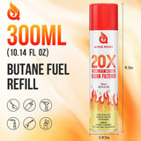 20X REFINED BUTANE LIGHTER & TORCH FUEL GAS REFILL – 10.14 FL OZ (12 PACK)