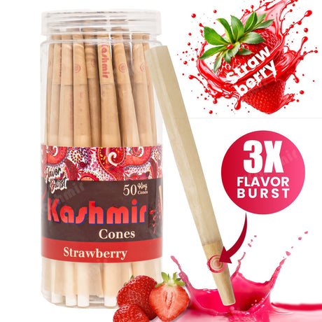 Kashmir Pre Rolled Cones King Size Strawberry Flavored Rolling Paper Cones 50 Ct