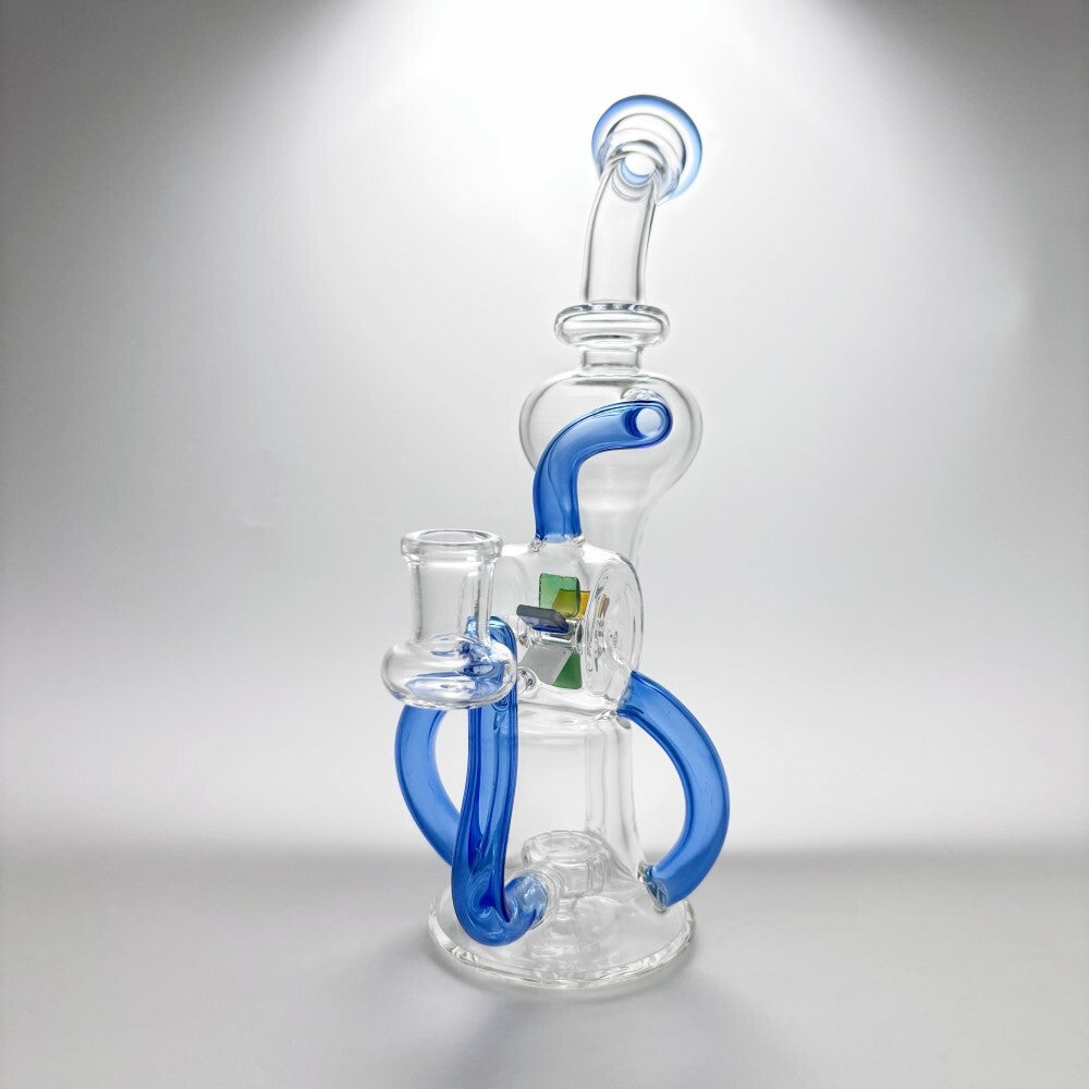 9Inch Glass Recycler Bong Windmill Spin Water Pipe Tornado Percolator Bubbler