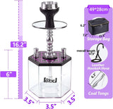 Hookah Set 2 Hose Hookahs Shisha with Everything Modern Cube Hookahs Acrylic Hoo