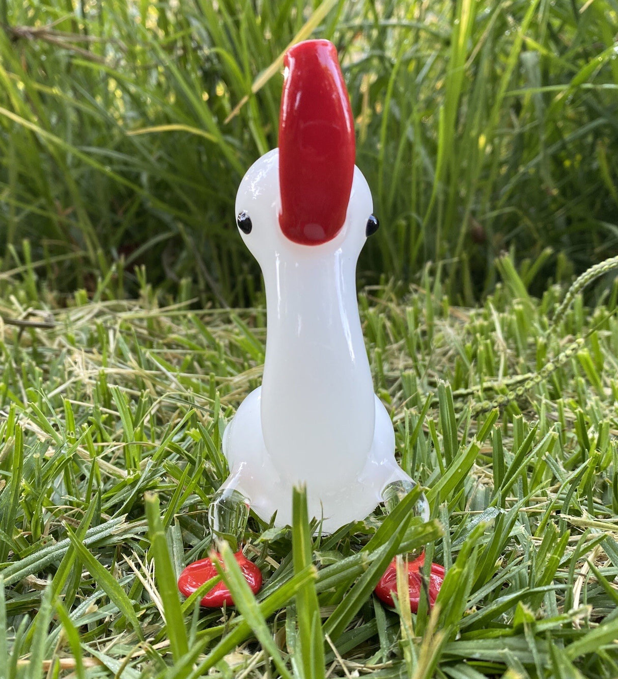 WHITE DUCK GLASS PIPE (Handmade)Anim