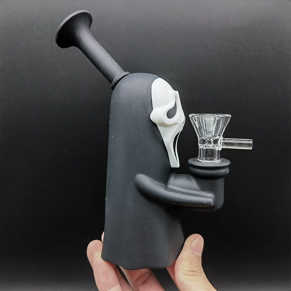 6.3" Faceless Man Hookah Smoking Bubbler Silicone Bong Water Pipe W/ Glass Bowl