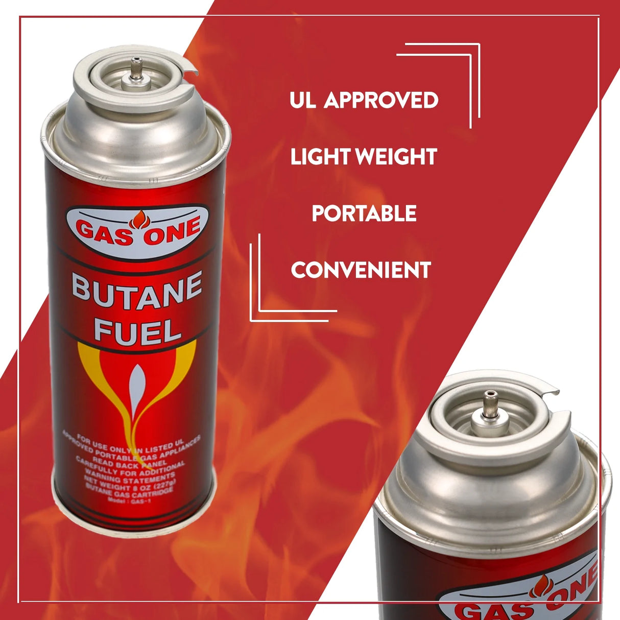 GASONE PORTABLE BUTANE FUEL CANISTER FOR CAMPING STOVES – 4 PACK